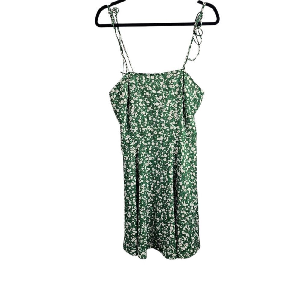 Zaful Spaghetti Strap Floral Green And White Mini Dress